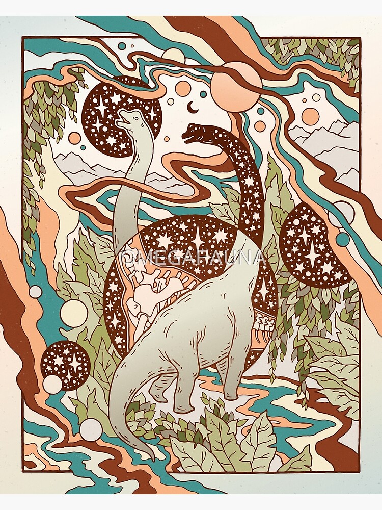 Jurassic Portal | Retro Rainbow Palette | Dinosaur Science Fiction Art by OMEGAFAUNA