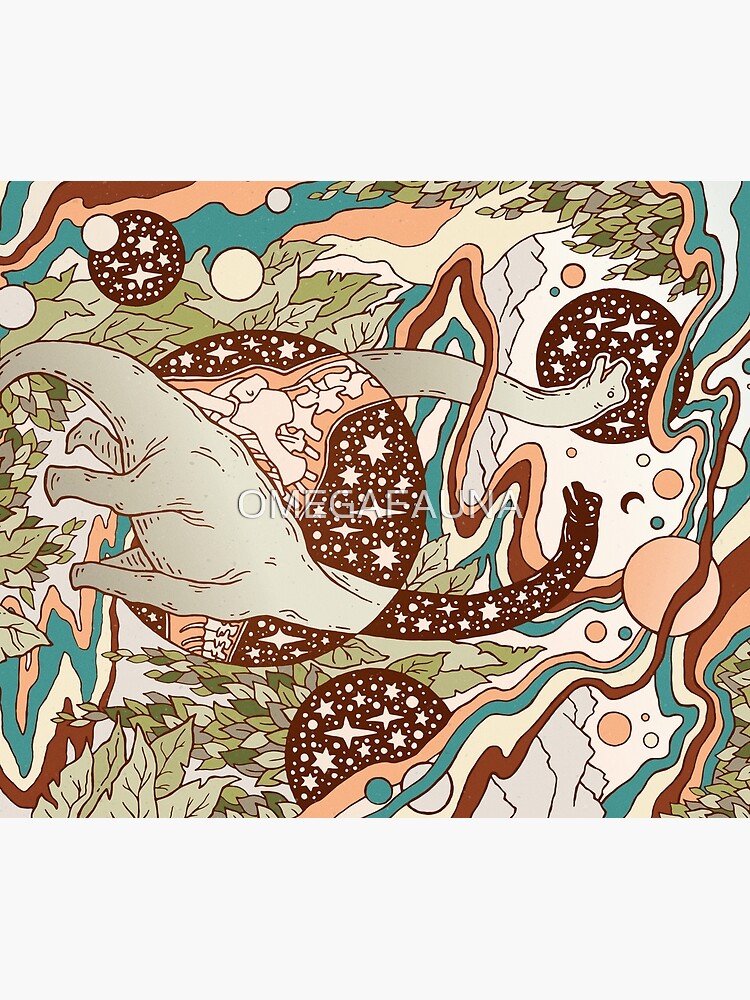 Jurassic Portal | Retro Rainbow Palette | Dinosaur Science Fiction Art by OMEGAFAUNA