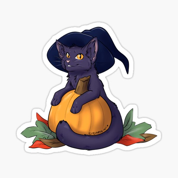 Autumn Halloween Cat Sticker