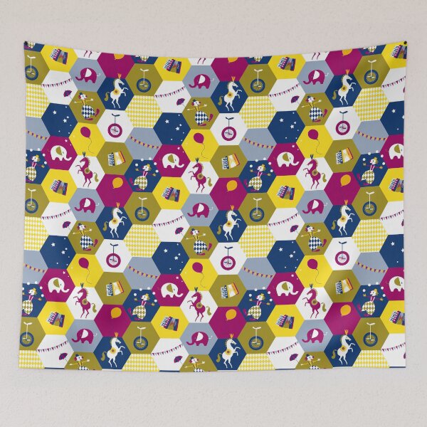 Item preview, Hexagon Circus - purple-olive-yellow designed and sold by kobyakov.