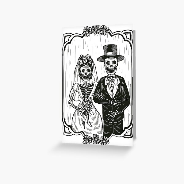 Item preview, Skull Cute Skeleton Wedding Couple Día de Muertos designed and sold by ClassicalHollow.