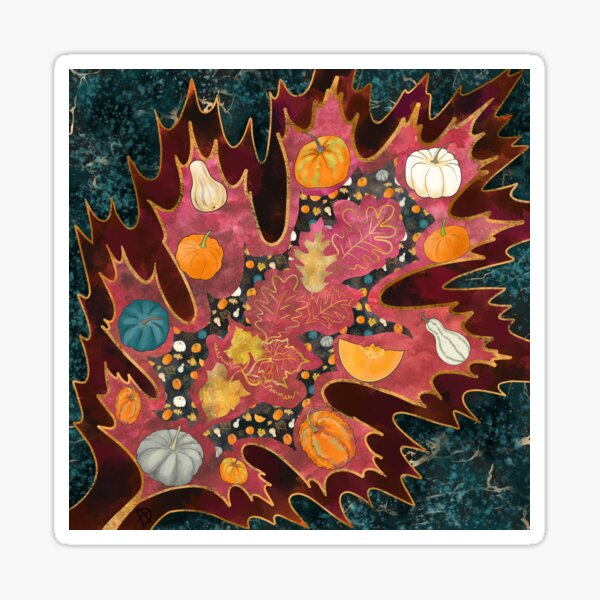 Abstract Halloween Leaf Sticker