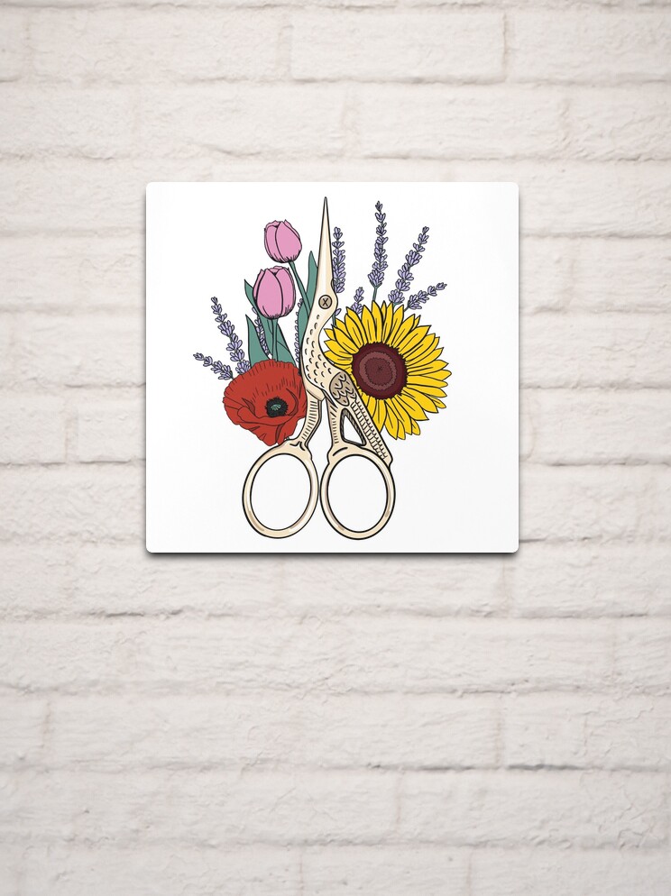 Floral Stork Scissors  Sticker for Sale by beccalikeya