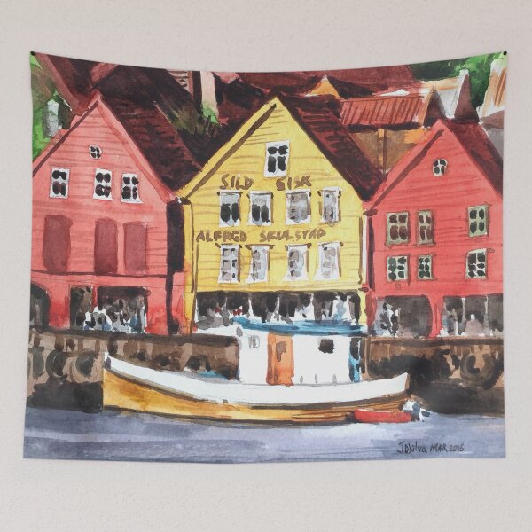 Item preview, Old warf Bergen Norway designed and sold by TheJoeyStudio.