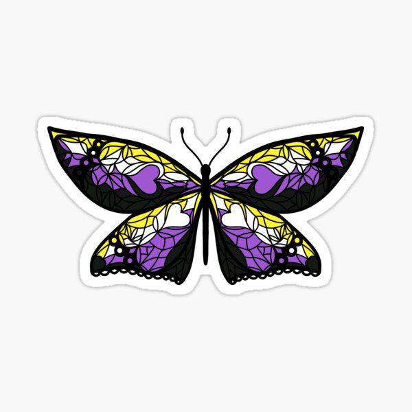 Fly With Pride: Nonbinary Flag Butterfly Sticker
