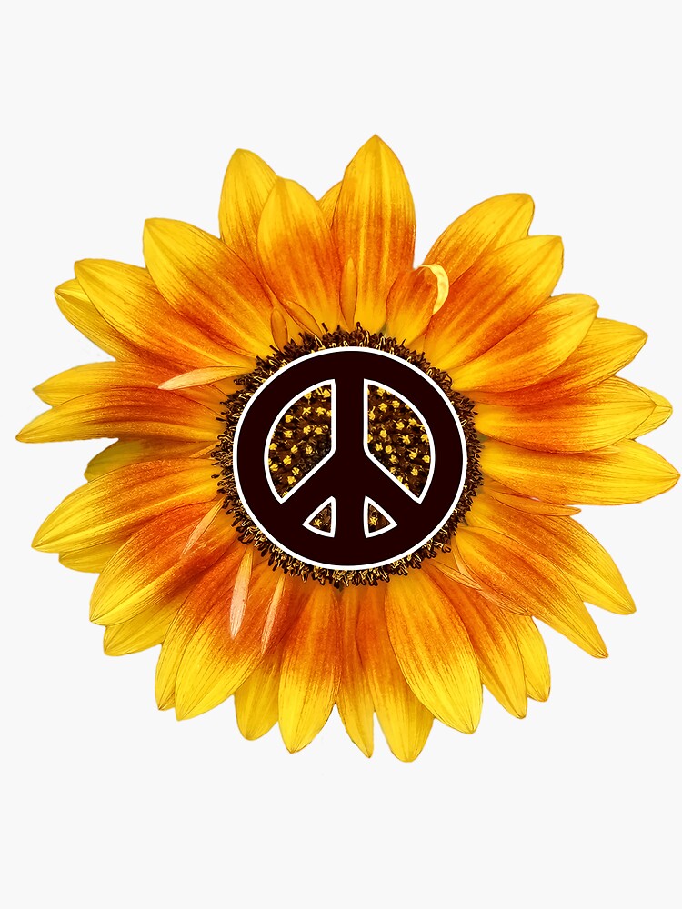 "Hippie Sunflower Peace" Sticker for Sale by IN3PIRED Redbubble