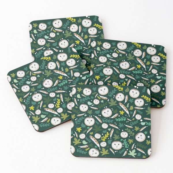 Item preview, Fresh Forest Owl Leaves Feather Pattern designed and sold by Portowl.