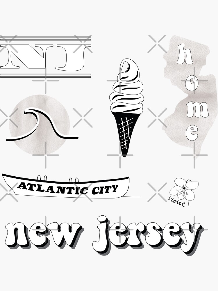 "White Watercolor New Jersey US State Sticker Pack" Sticker by The