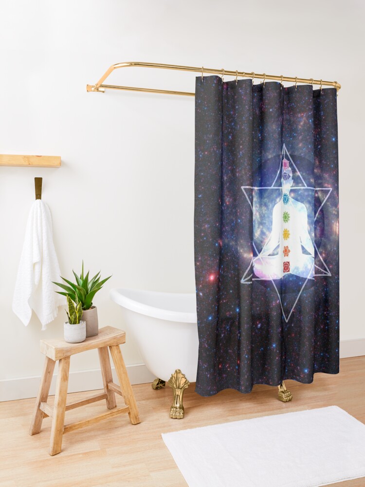Alternate view of Merkaba Lightbody Chakra Meditation Shower Curtain