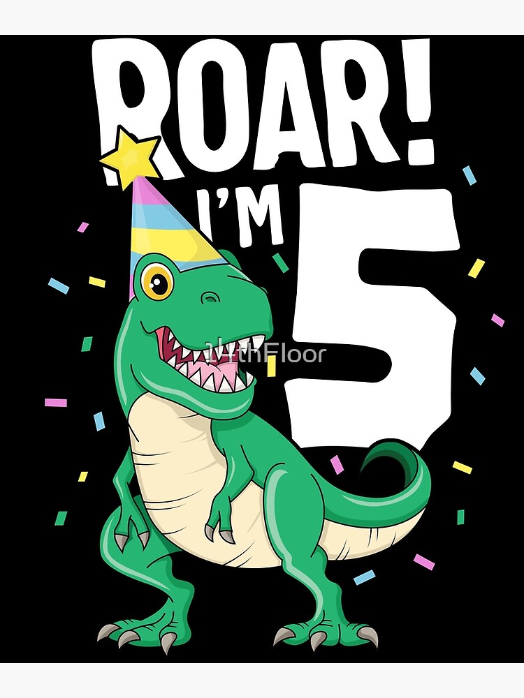 5th Birthday Boy Dinosaur Party Dinosaur Birthday Digital Art By Orange ...