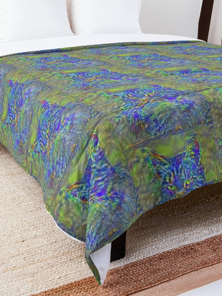 Alternate view of Artificial neural style Post-Impressionism cat Comforter