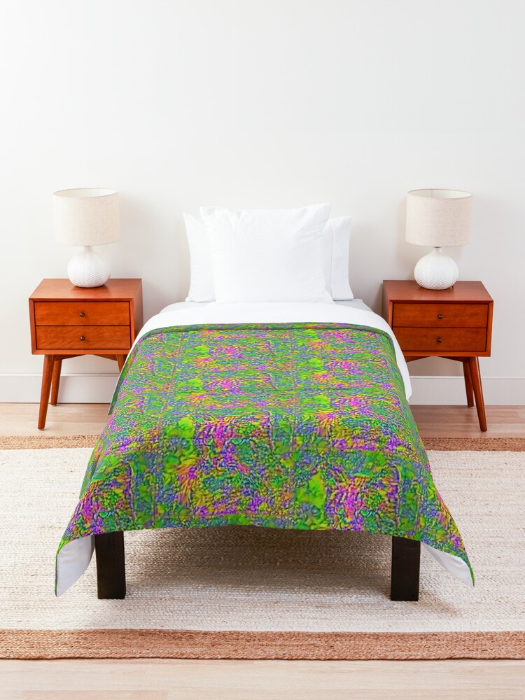 Alternate view of Artificial neural style Flower cat Comforter