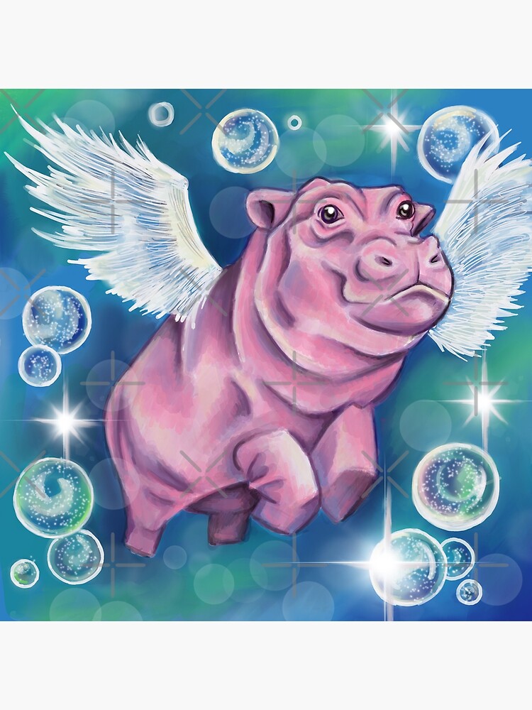 " Flying hippo " Poster for Sale by ReneeArtWonders Redbubble