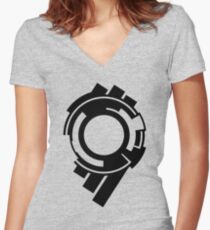 Section 9 (black print) Women's Fitted V-Neck T-Shirt