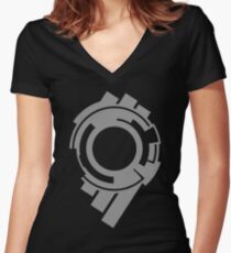 Section 9 (grey print) Women's Fitted V-Neck T-Shirt