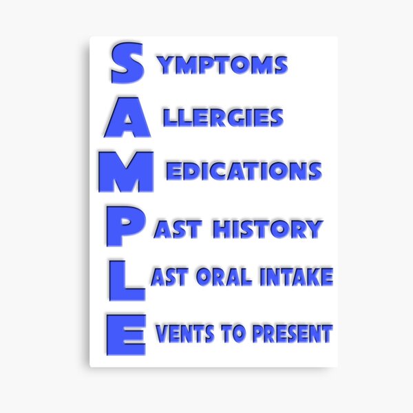"Sample Mnemonic acronym for medical assessment." Canvas Print for