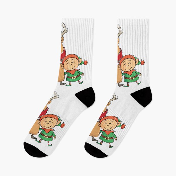 Item preview, Smiling reindeer and little cute elf  designed and sold by Neda Sadreddin.