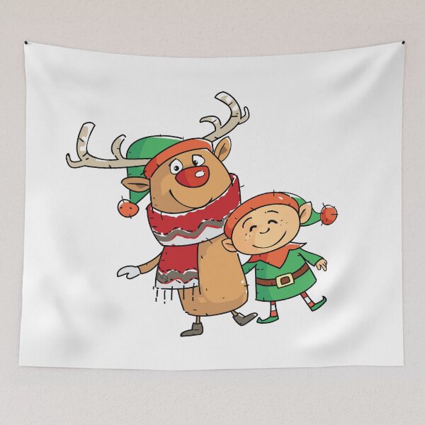 Item preview, Smiling reindeer and little cute elf  designed and sold by Neda Sadreddin.
