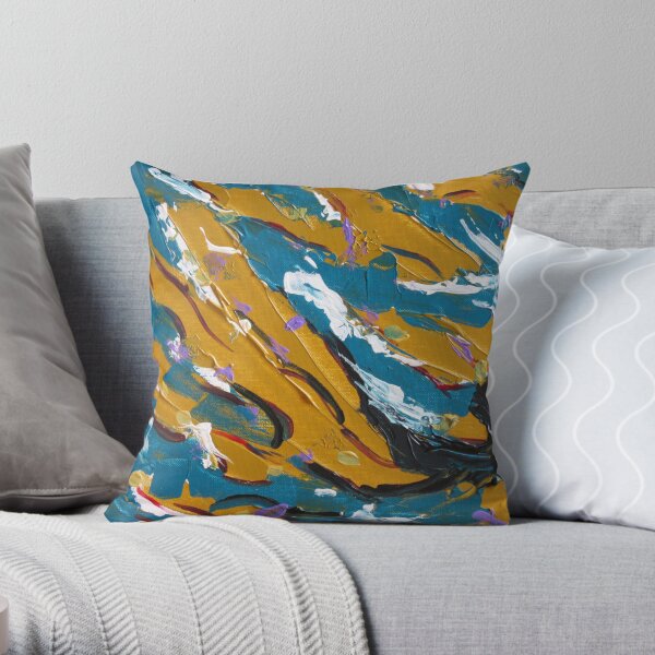 Teal & Mustard Design Throw Pillow