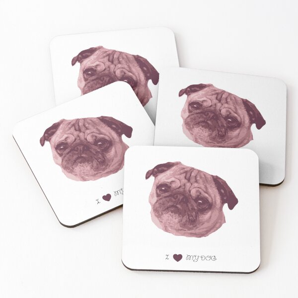 Item preview, I love my dog - Pug (Pink) designed and sold by Printables Passions.