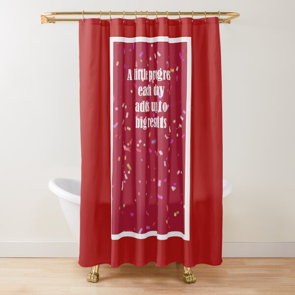 A Little Progress Each Day Red Confetti Design Shower Curtain