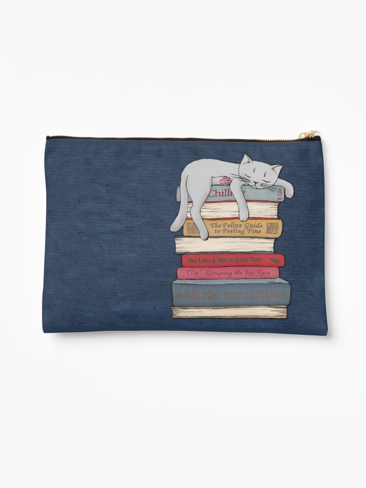 Thumbnail 1 of 3, Zipper Pouch, How to Chill Like a Cat designed and sold by micklyn.