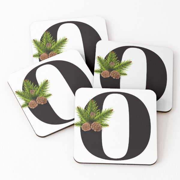 Item preview, letter o alphabet monogram pine leaves and cone designed and sold by atevern.