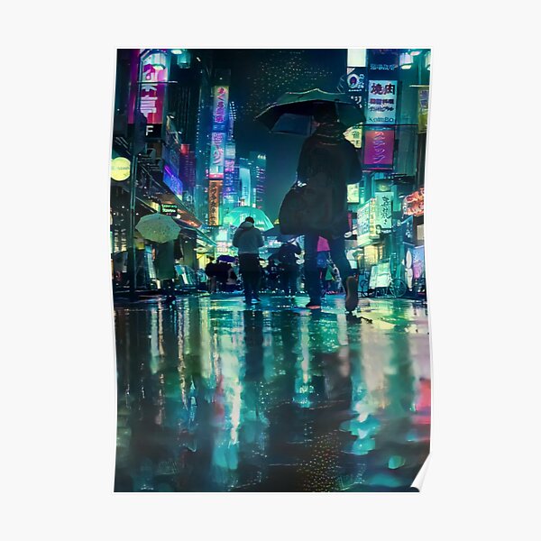 Regen Im Nächtlichen Tokyo Poster