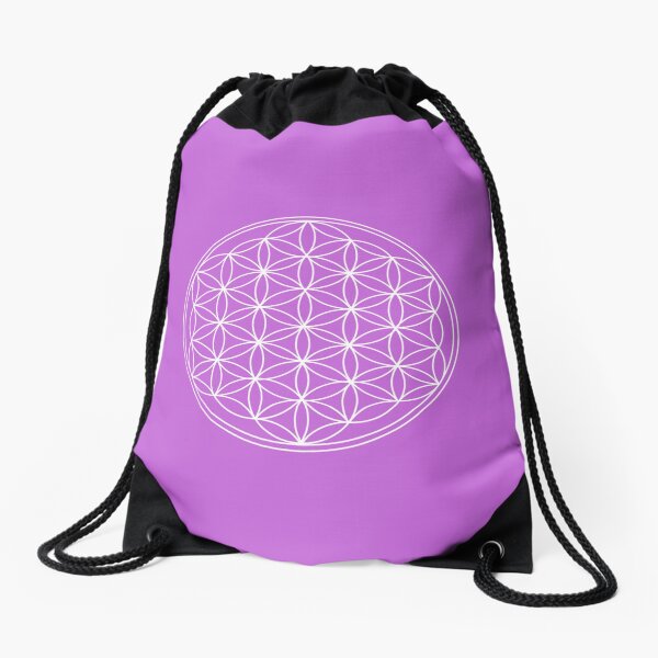 Lilac Flower of Life Drawstring Bag