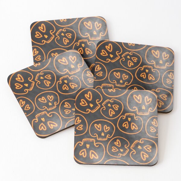 Item preview, HALLOWEEN NIGHT ORANGE SKELETON SKULLS  designed and sold by GIVENGRACE.ART.