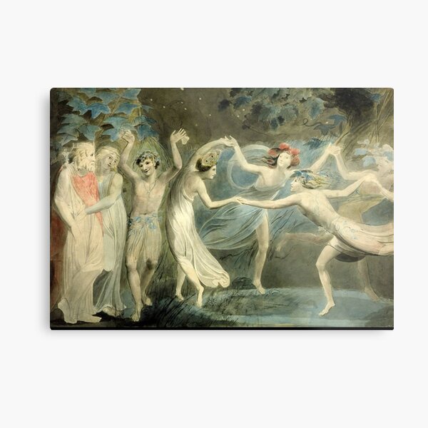 BLAKE. Oberon, Titania and Puck with Fairies Dancing. William Shakespeare, A Midsummer Night's Dream. Metal Print