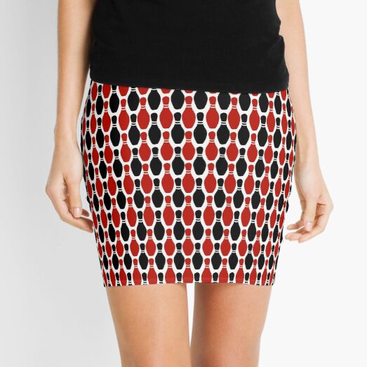 Red and black ten pin bowling pin pattern Mini Skirt