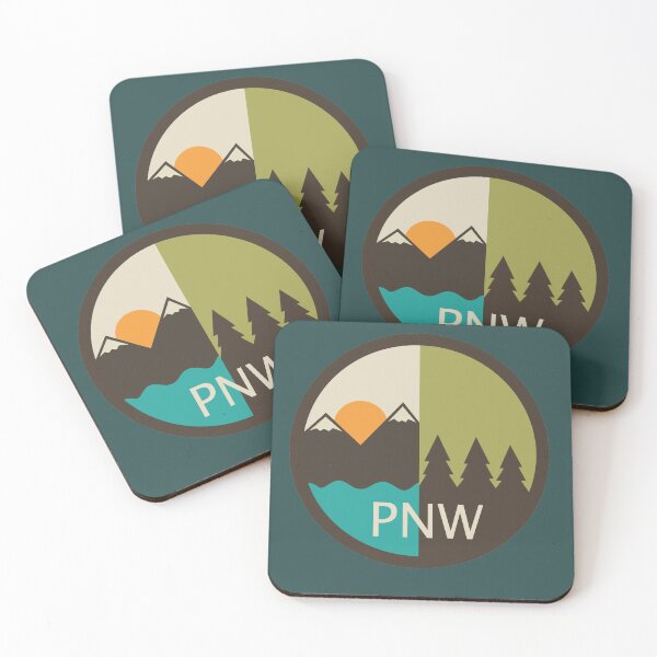 Item preview, PNW Pacific Northwest Blue Sea, Mountains and Trees  on a Sunset designed and sold by fernandopolania.