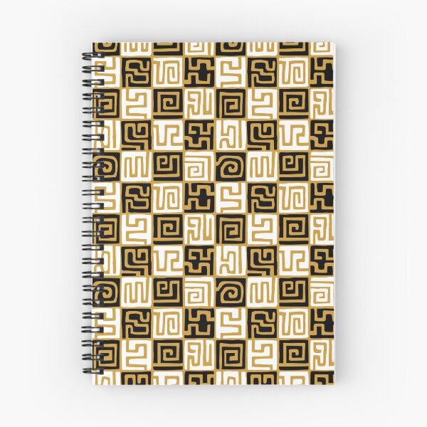 Item preview, Hand Drawn Kuba Cloth Style Pattern 071019 - Black and White on Gold (v1) designed and sold by Artberry.