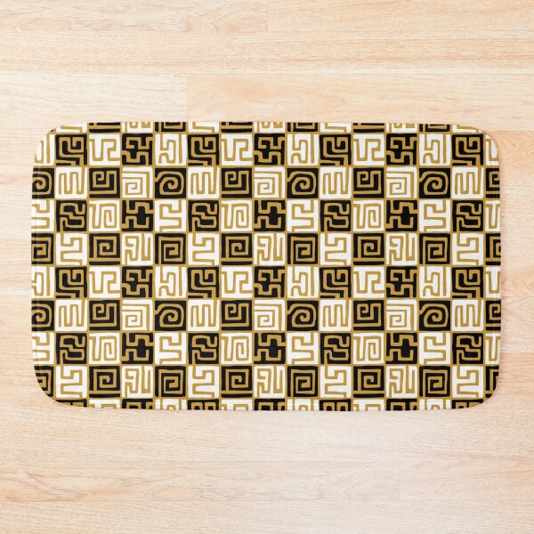 Item preview, Hand Drawn Kuba Cloth Style Pattern 071019 - Black and White on Gold (v1) designed and sold by Artberry.