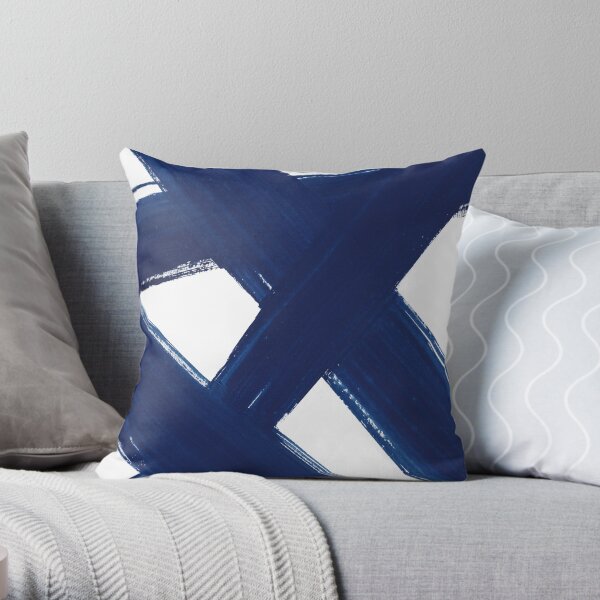 Abstract Indigo Brushstrokes No.4 Throw Pillow