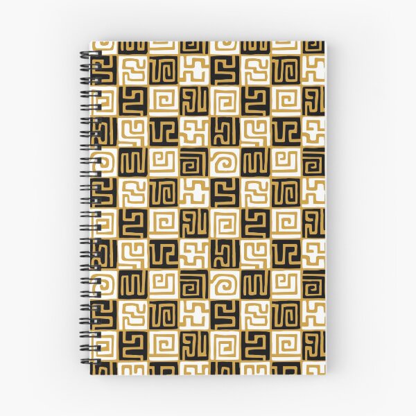 Item preview, Hand Drawn Kuba Cloth Style Pattern 071019 - Black and White on Gold (v2) designed and sold by Artberry.