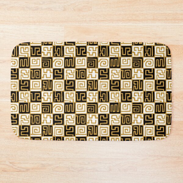 Item preview, Hand Drawn Kuba Cloth Style Pattern 071019 - Black and White on Gold (v2) designed and sold by Artberry.