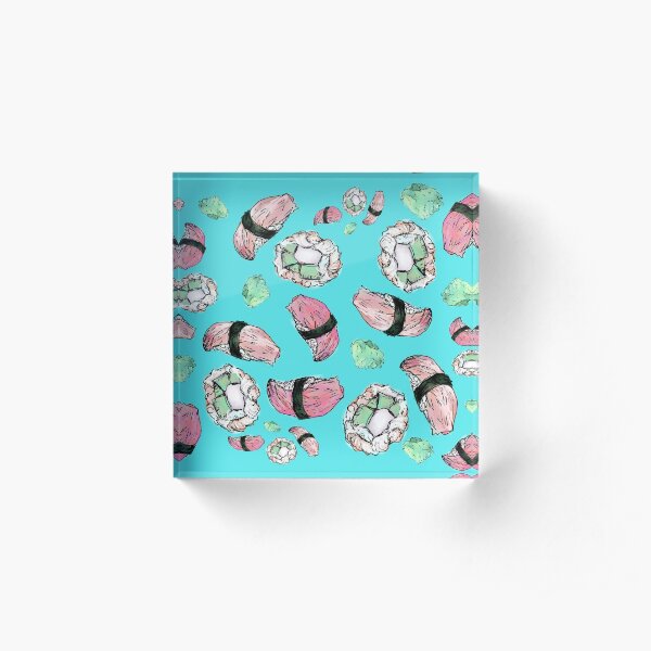 Illustrated sushi and wasabi Acrylic Block