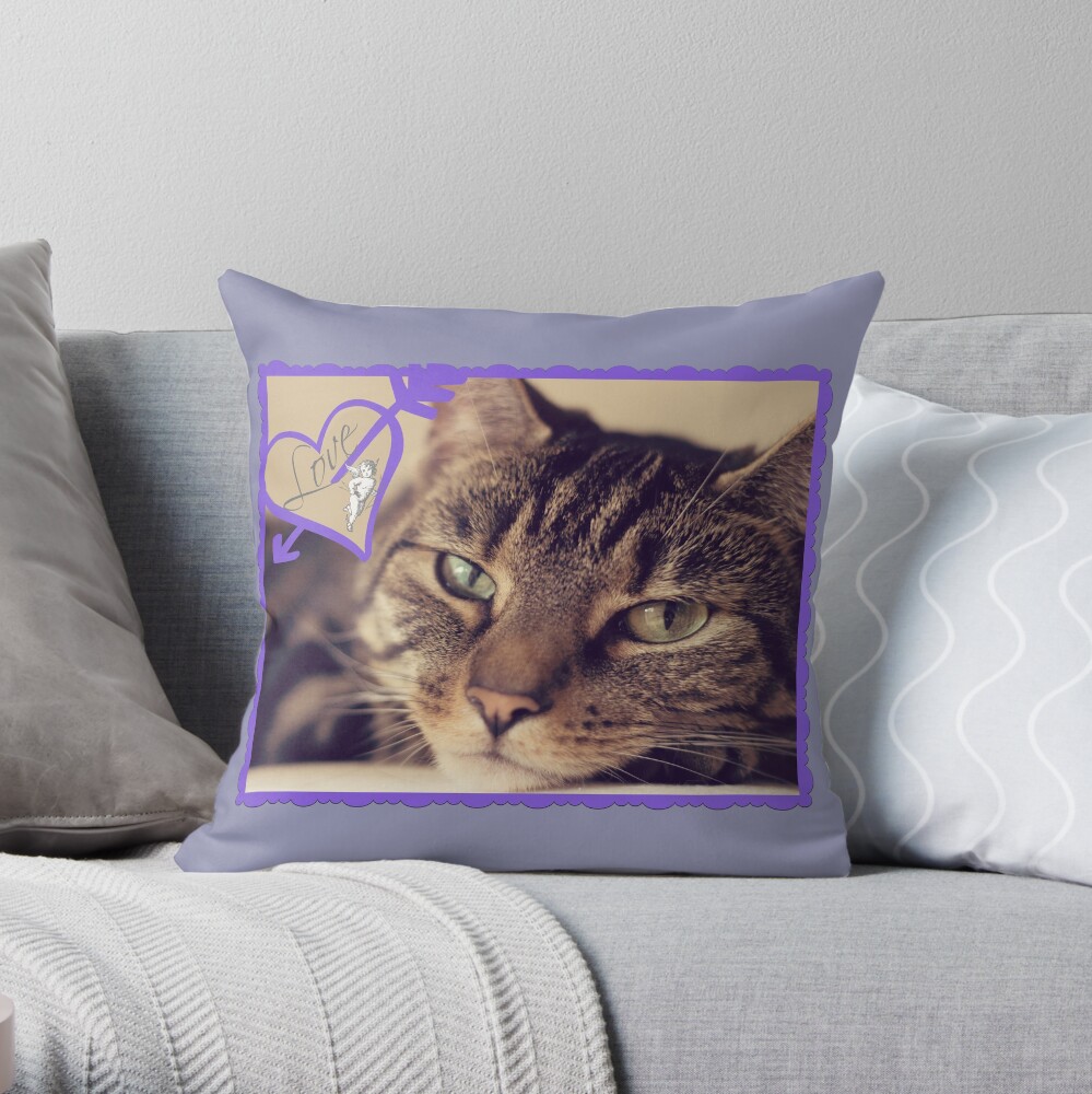 Love Cat Valentine's Card Throw Pillow
