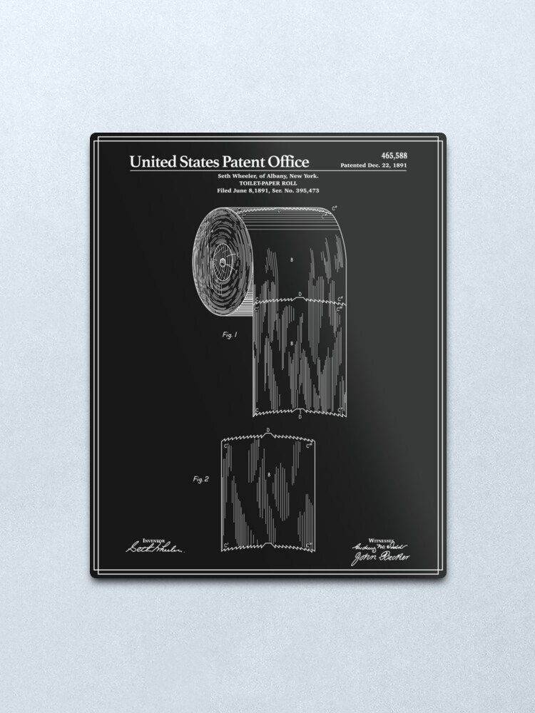 Alternate view of Toilet Paper Roll Patent - Black Metal Print