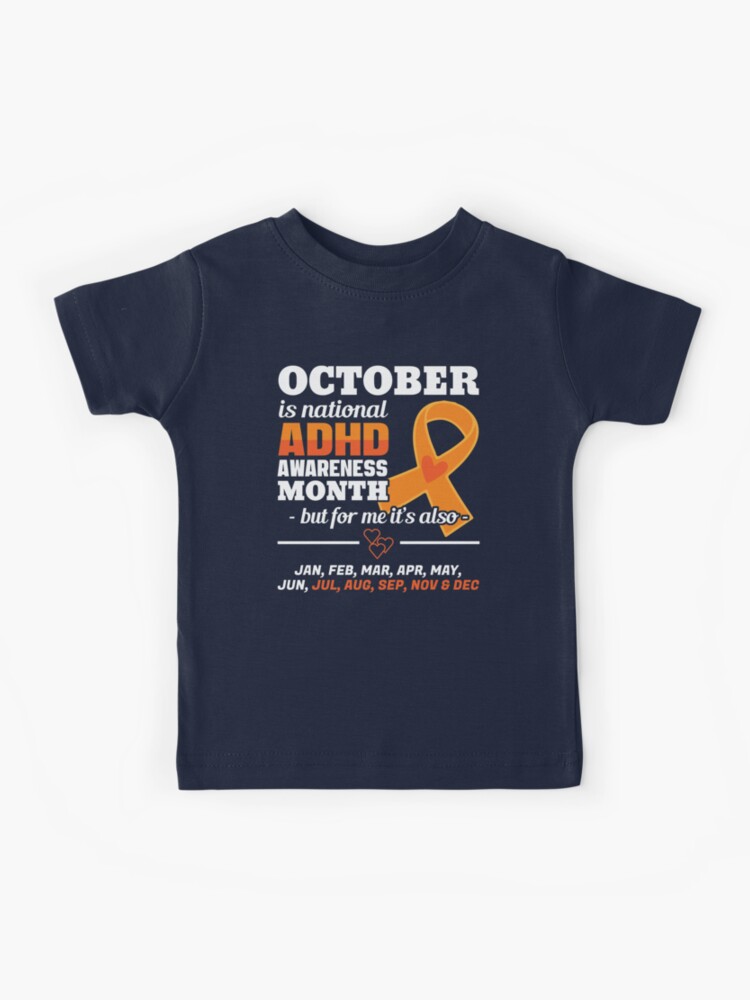 I Wear Orange For ADHD Awareness Shirt Orange Ribbon T-Shirt-BN