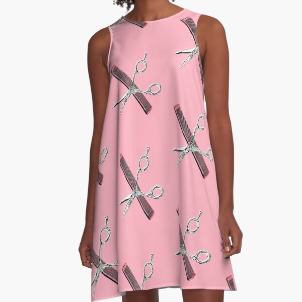 hairstylist shears and comb vector A-Line Dress