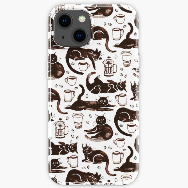 Gouache Black Cats & Coffee iPhone Soft Case