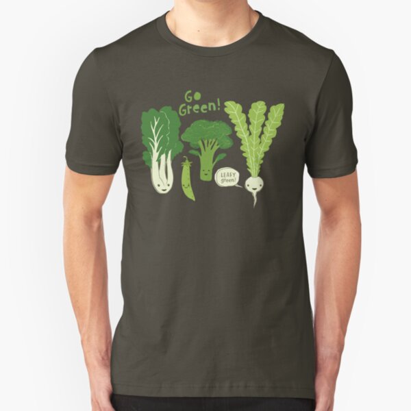 Go Green! (Leafy Green!) Happy Garden Vegetables Slim Fit T-Shirt