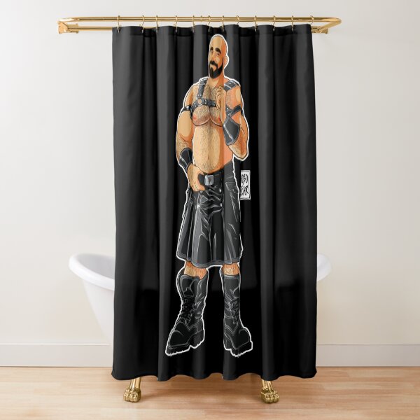 JIM LIKES LEATHER KILTS Shower Curtain