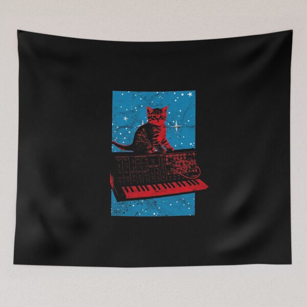 Item preview, Cat & Vintage Analog Synthesizer - Synth Nerd design designed and sold by A-Fashion.