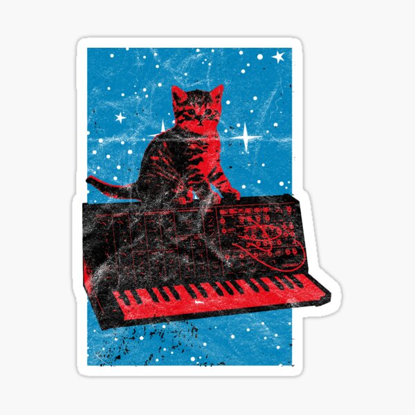 Item preview, Cat & Vintage Analog Synthesizer - Synth Nerd design designed and sold by A-Fashion.
