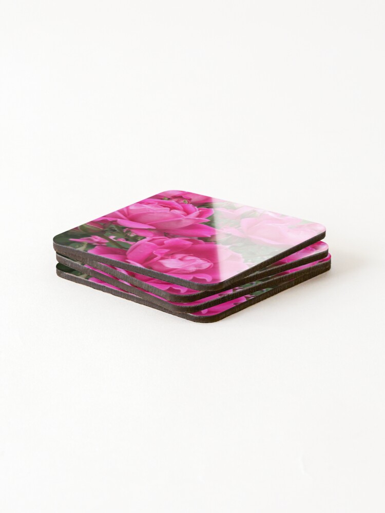 Thumbnail 4 of 5, Coasters (Set of 4), Pink Roses designed and sold by EarthBerry.