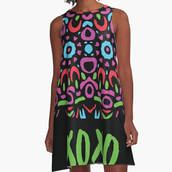 Floral Abstract Multi Colour Mandala 5a A-Line Dress